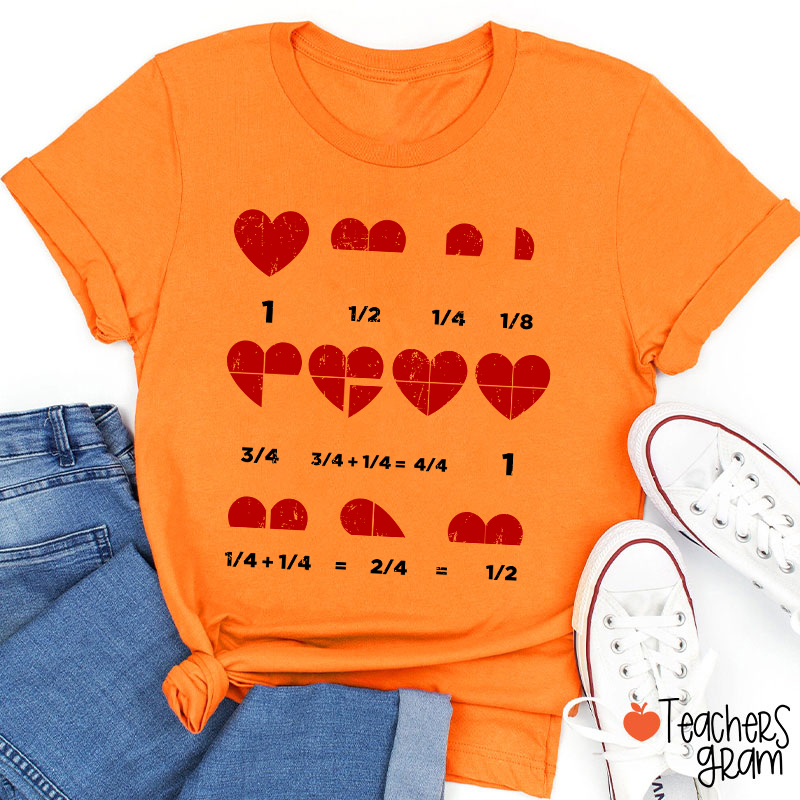 Math Red Hearts Teacher T-Shirt
