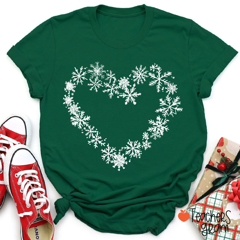Snowflakes Heart Teacher T-Shirt