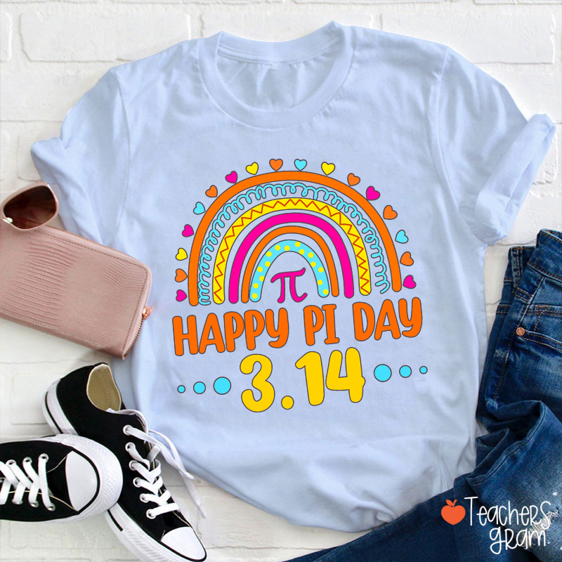 Happy Pi Day Rainbow Teacher T-Shirt