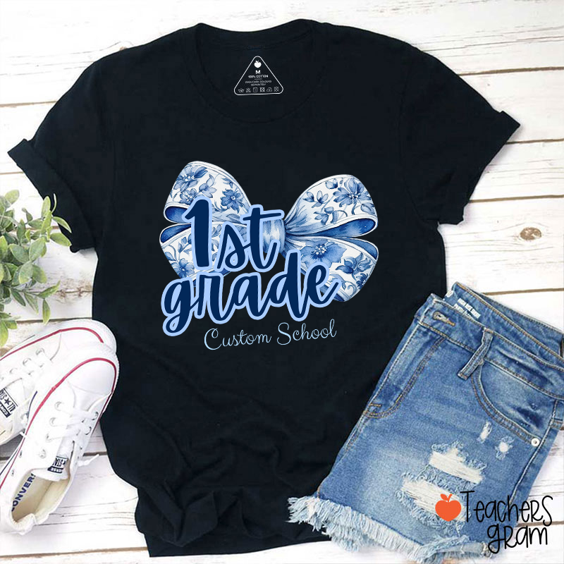 Personalized Bow Tie And Swash Teacher T-Shirt