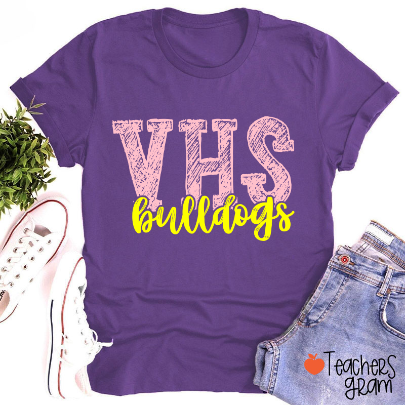 Personalized Mascot And School Name Initials Graffiti Fonts Teacher T-Shirt