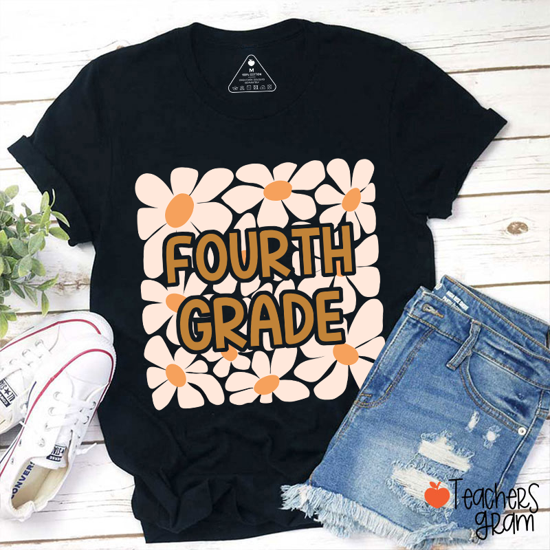 Personalized Yellow Daisy Grade Teacher T-Shirt