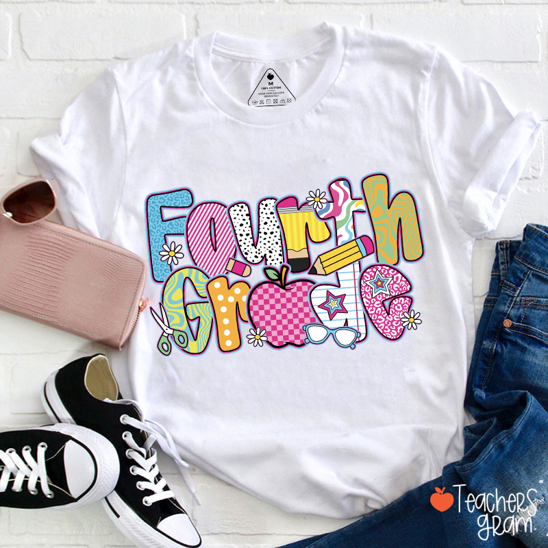Personalized Grade Apple First Day Teacher T-Shirt