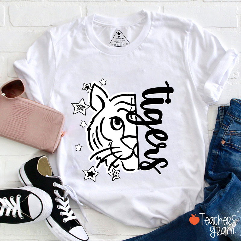 Personalized  Mascot Stick Figure Drawing Teacher T-Shirt