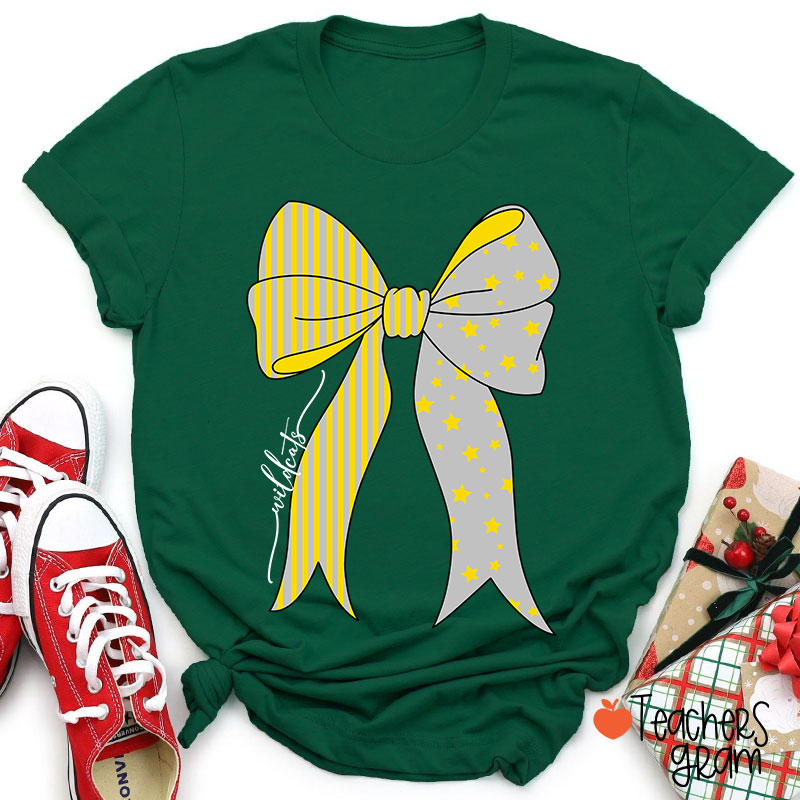 Personalized Mascot Stars And Stripes Bow Teacher T-Shirt