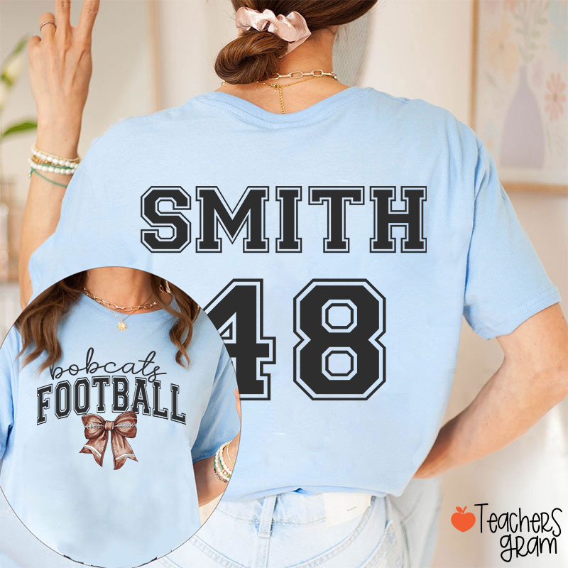 Personalized Mascot And Sport Bow Game Day Teacher Two Sided T-Shirt