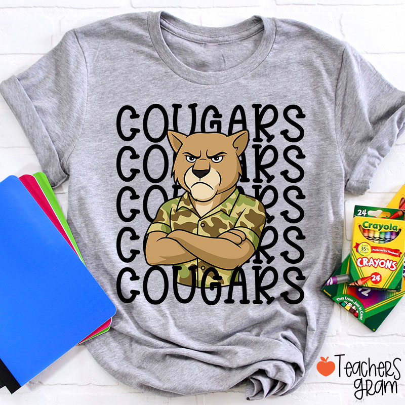 Personalized Mascot Camouflage School Spirit Teacher T-Shirt