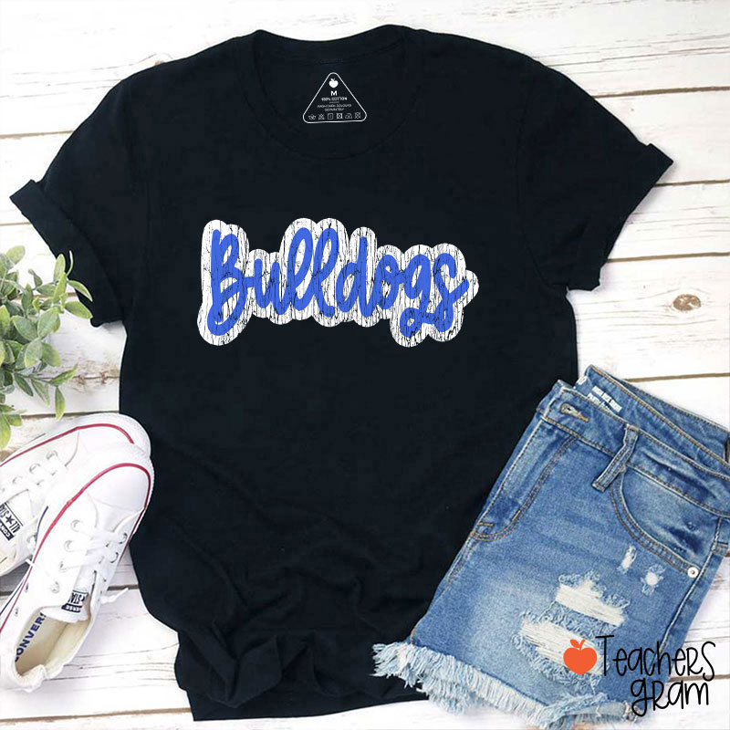 Personalized Mascot Washed And Distressed Print Teacher T-Shirt