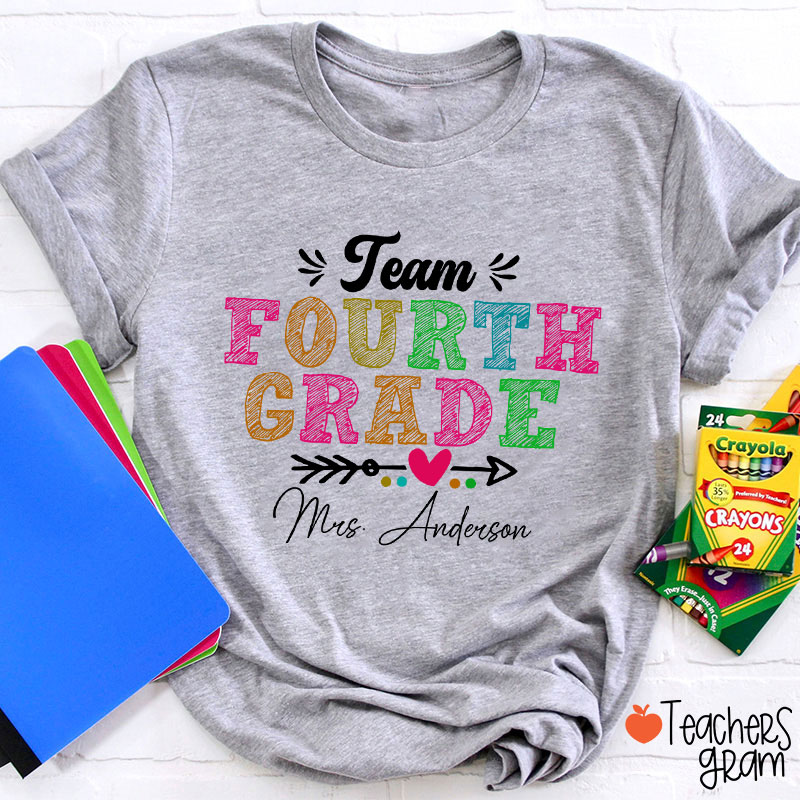 Personalized Team Name Arrow Heart Teacher T-Shirt