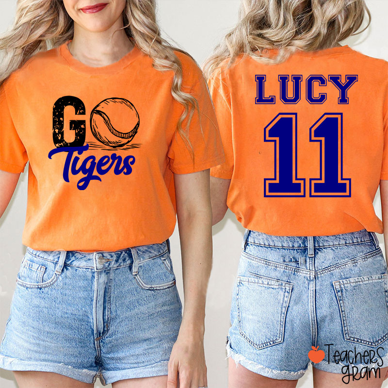 Personalized Mascot And Sport Go Game Day Teacher Two Sided T-Shirt