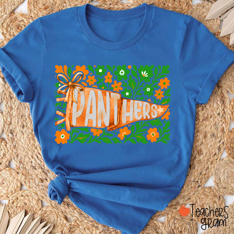 Personalized Mascot Pennant Flowes School Spirit Teacher T-Shirt