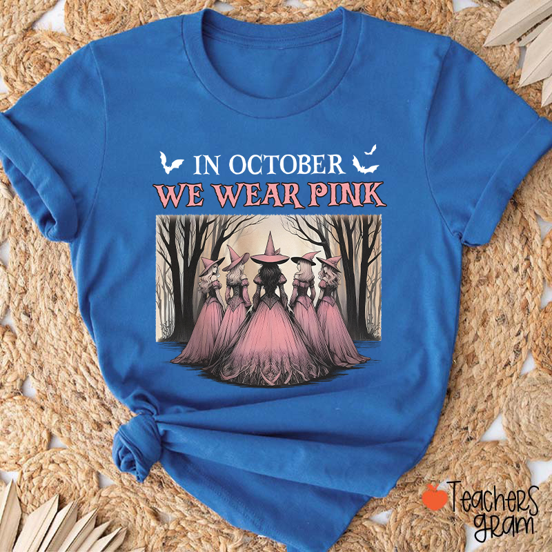 October Pink Witches Teacher T-Shirt