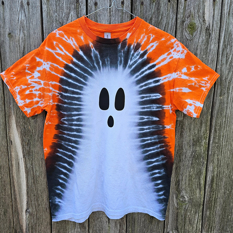 Cute Ghost Tie Dye Halloween Teacher Eco Oversized Graphic T-Shirt