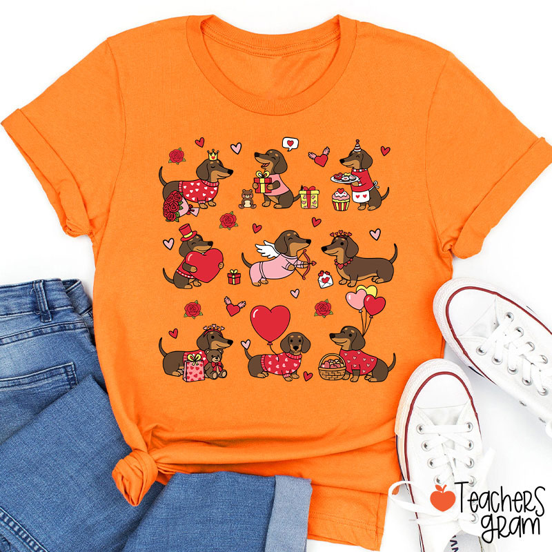 Dachshund Valentines Teacher T-Shirt