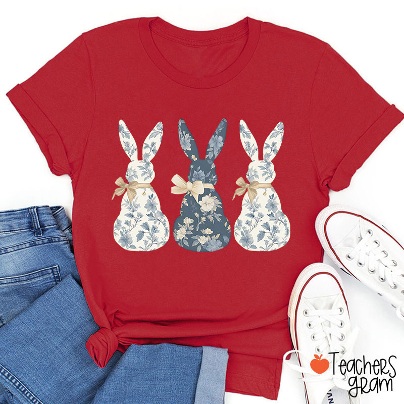 Coquette Bow Easter Bunny Teacher T-Shirt