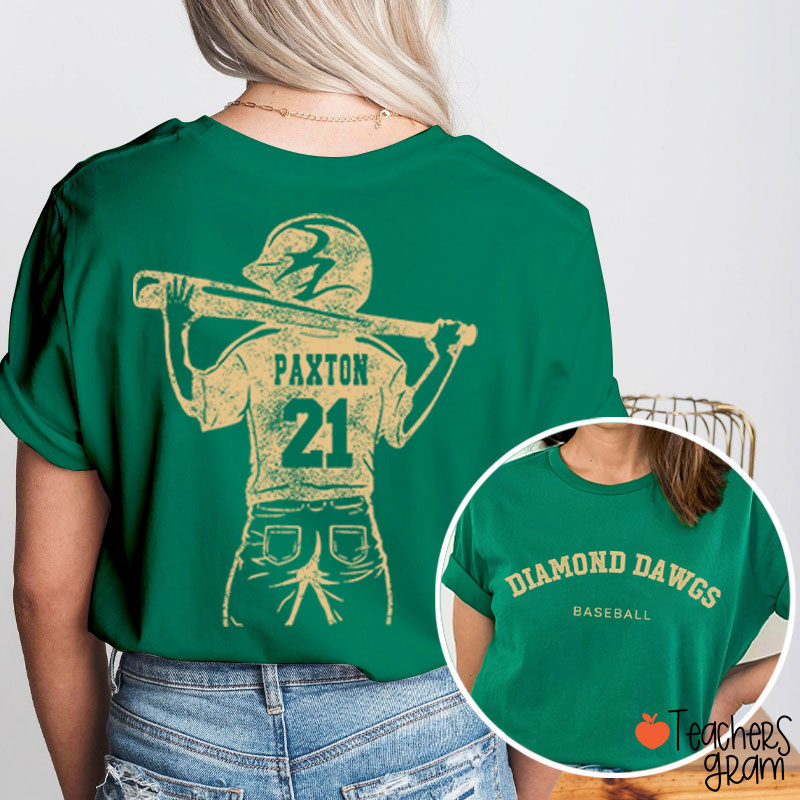 Personalized Baseball Mom Teacher Two Sided T-Shirt
