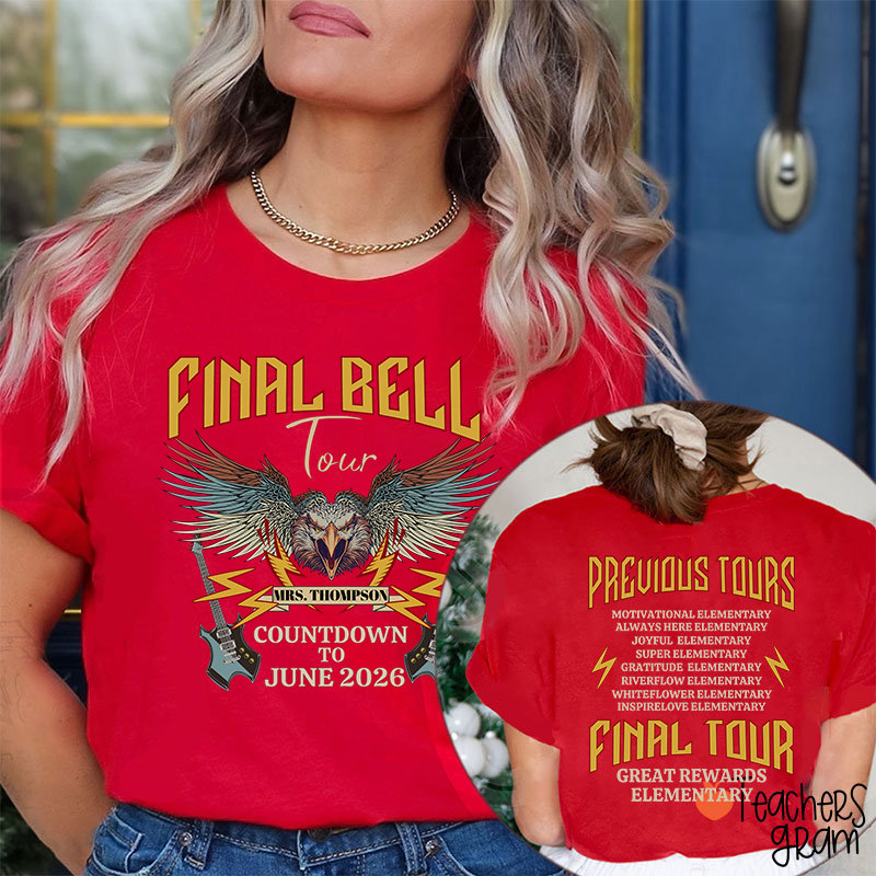 Personalized Funny Retirement Countdown Teacher Two Sided T-Shirt