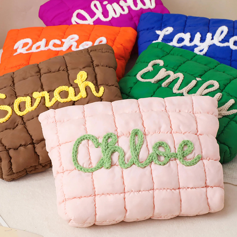 Personalized Quilted Nylon Makeup Bag
