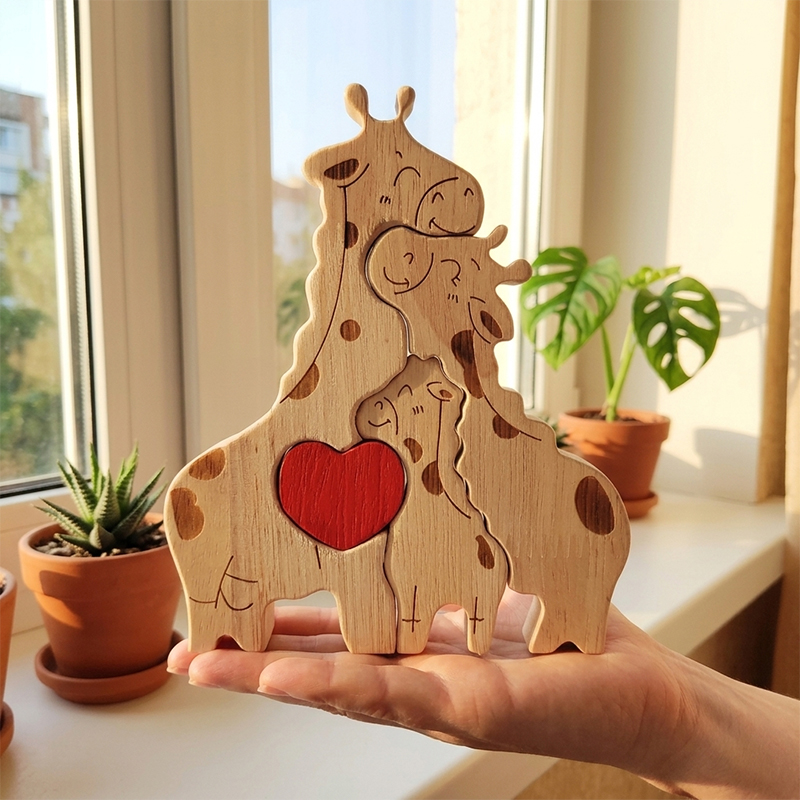 Giraffe Family Puzzle Ornament