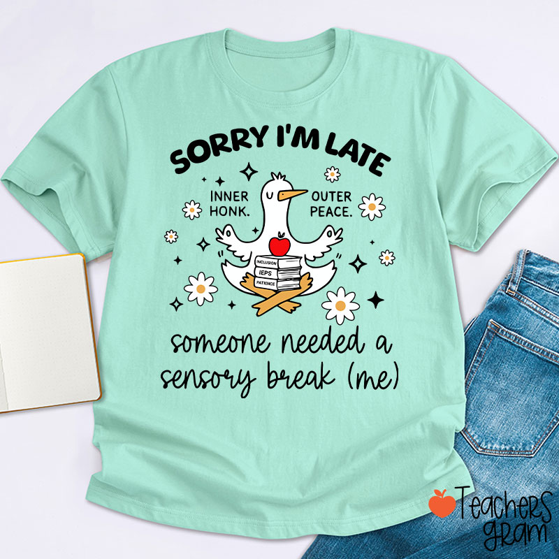 Sorry I'm Late Someone Needed A Sensory Break Teacher T-Shirt