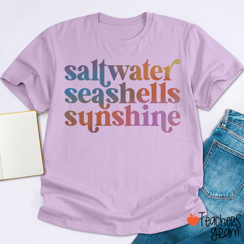 Saltwater Seashells Sunshine Teacher T-Shirt