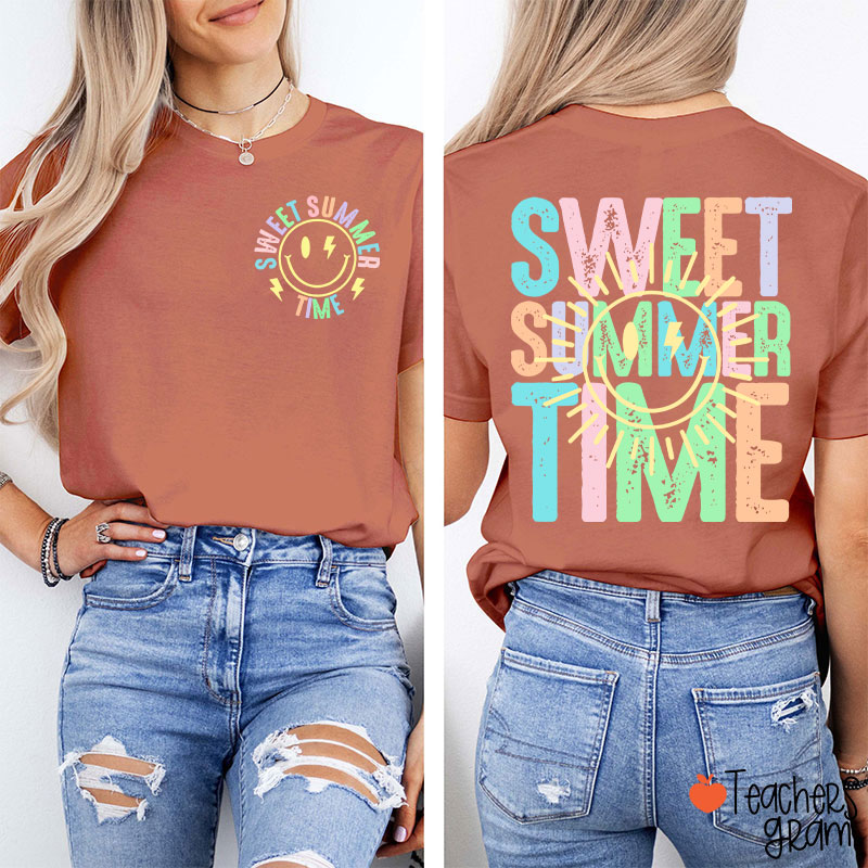 Sweet Summer Time Teacher Two Sided T-Shirt