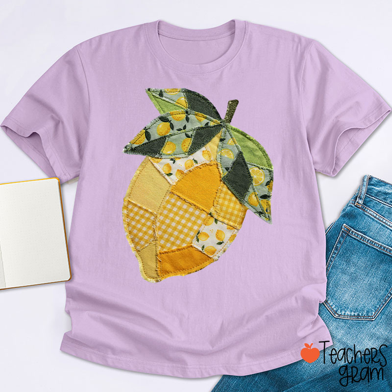 Faux Quilted Patchwork Lemon Teacher T-Shirt
