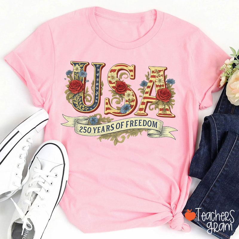 Usa 250 Years Of Freedom Teacher T-Shirt