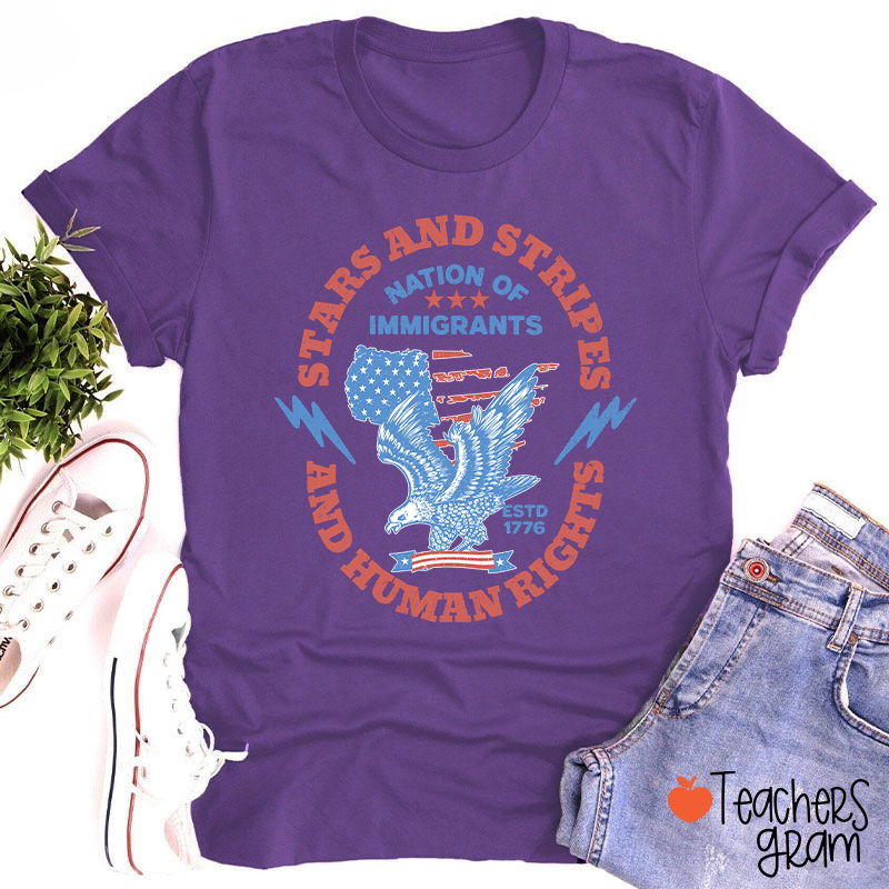 Stars Stripes And Human Rights Teacher T-Shirt