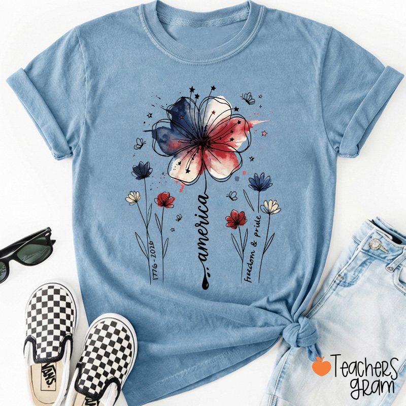 1776-2026 America Freedom And Pride Teacher T-Shirt
