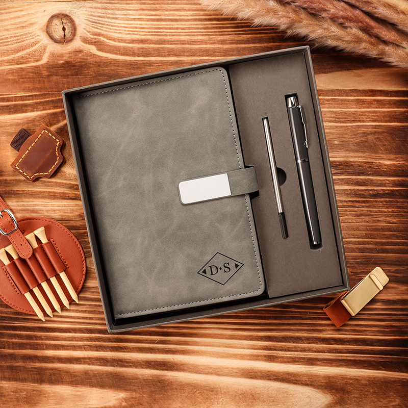 Personalized Name Leather Notebook Set