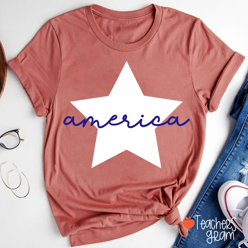 America Patriotic 4th Of July Teacher T-Shirt