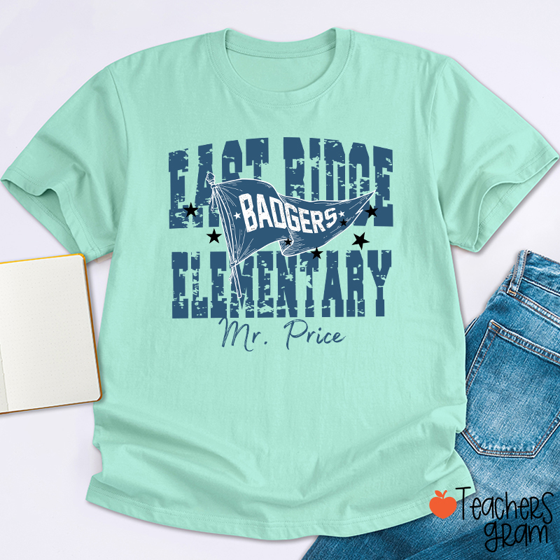 Personalized School Mascot Pennant Flag Teacher T-Shirt