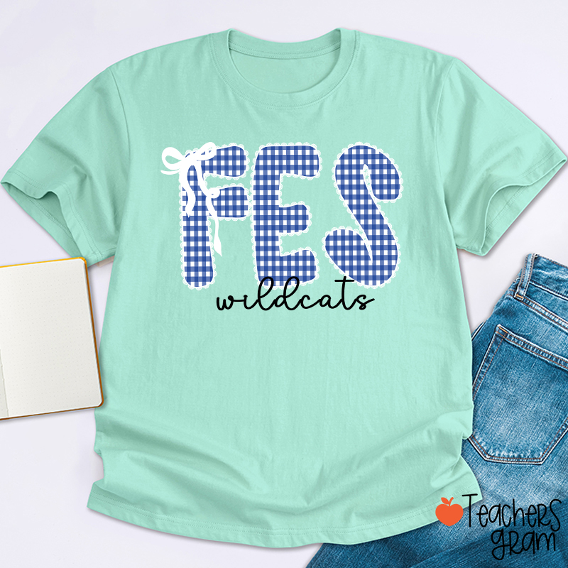 Personalized Gingham School Spirit Teacher T-Shirt