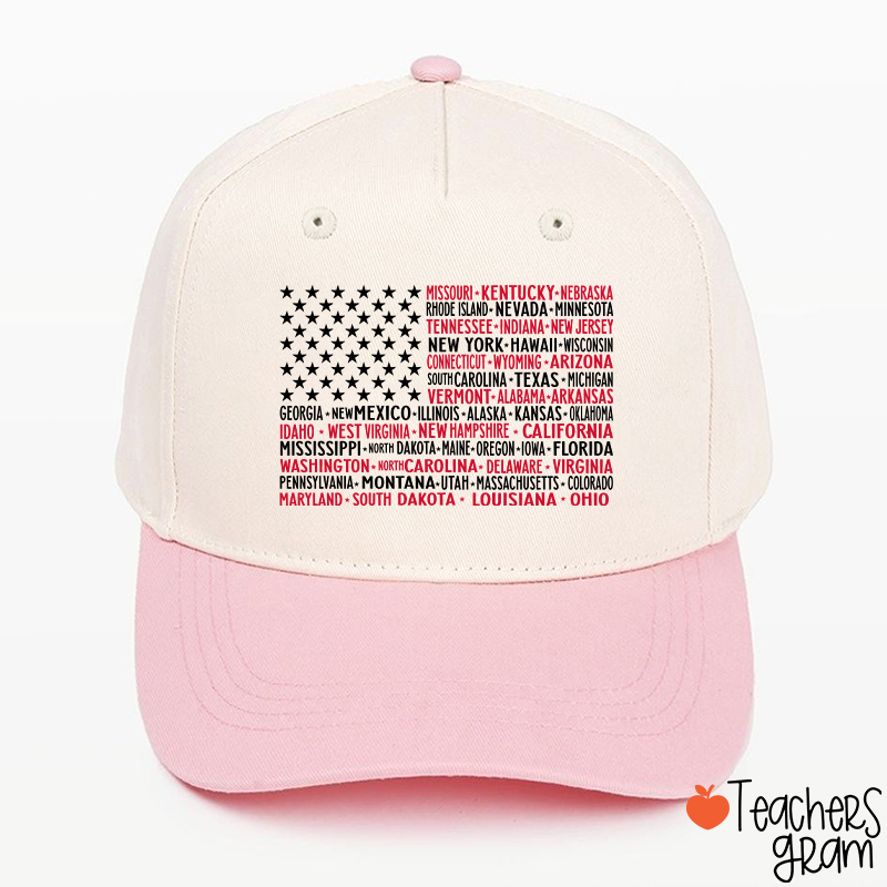 Vintage American Flag 4th Of July Teacher Baseball Cap