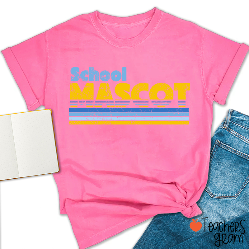 Personalized Mascot And School Name Contrast Color Line Design Teacher T-Shirt