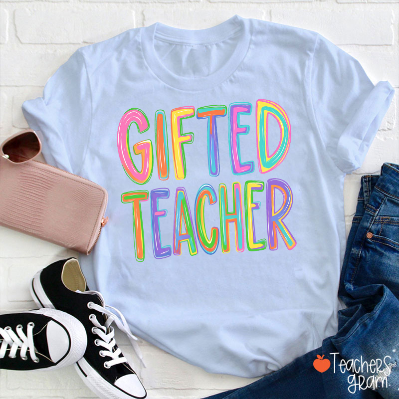Personalized Name Colorful Neon Teacher T-Shirt