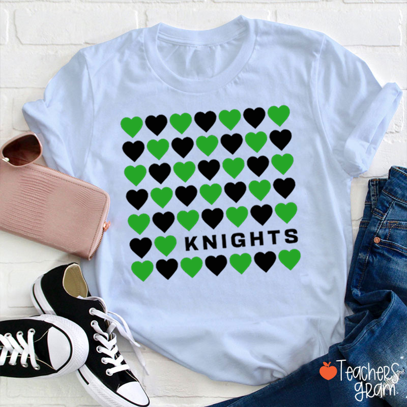 Personalized Mascot Team Color Heart Teacher T-Shirt