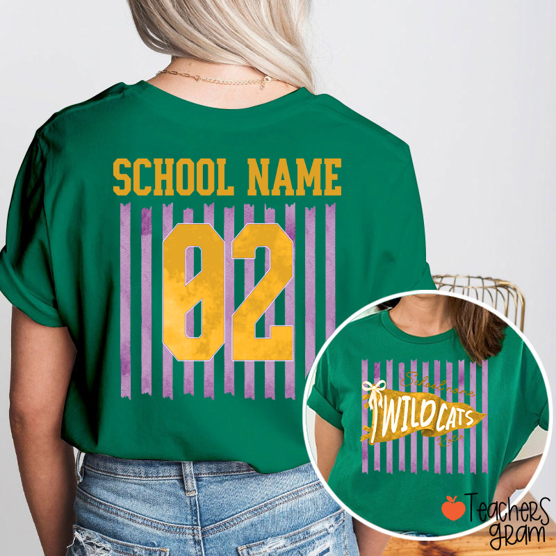 Personalized Name And Text Cartoon Supply Teacher Two Sided T-Shirt