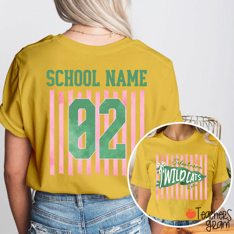 Personalized Name And Text Cartoon Supply Teacher Two Sided T-Shirt
