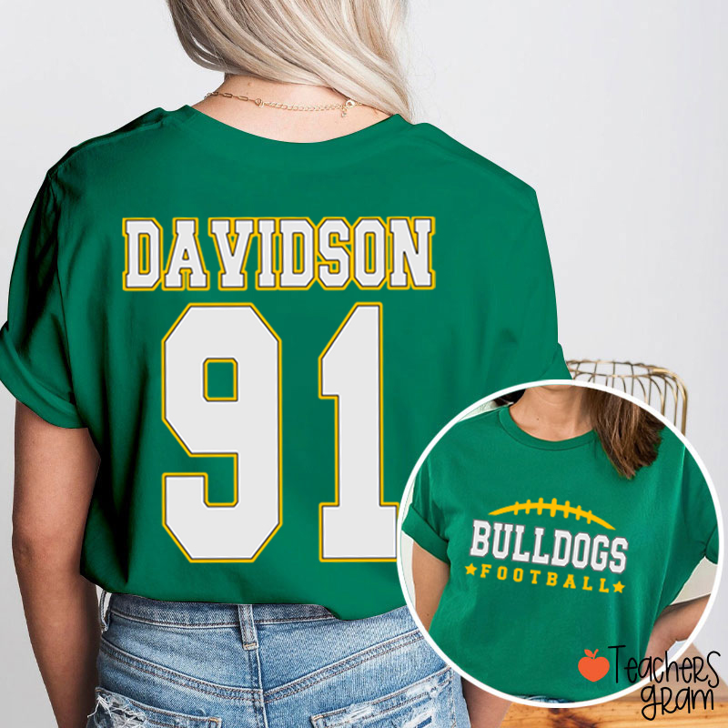 Personalized Name And Sport Number Teacher Two Sided T-Shirt