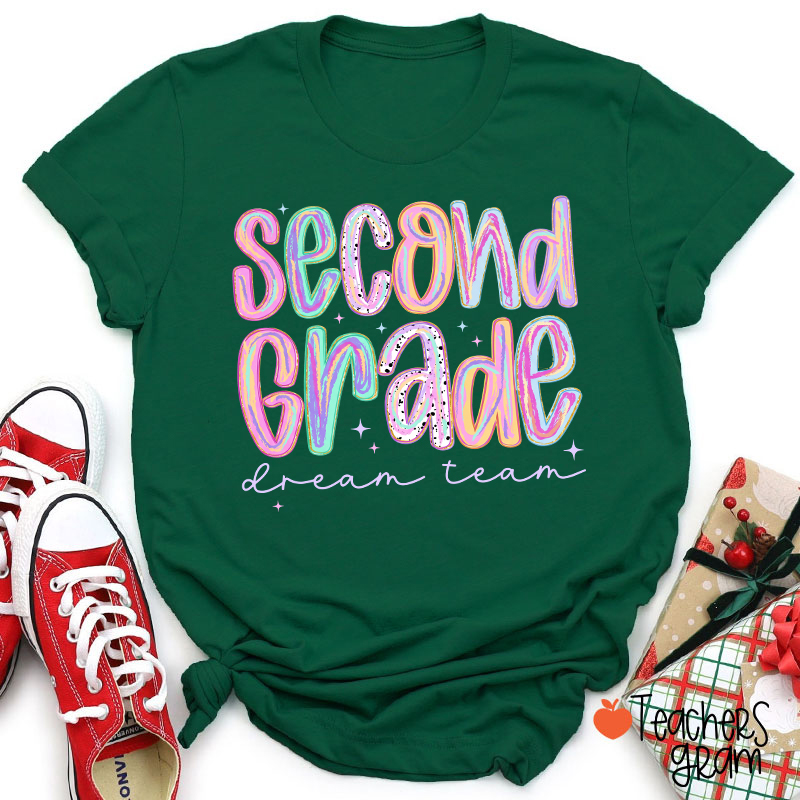 Personalized Pastel Rainbow Grade Dream Team Teacher T-Shirt