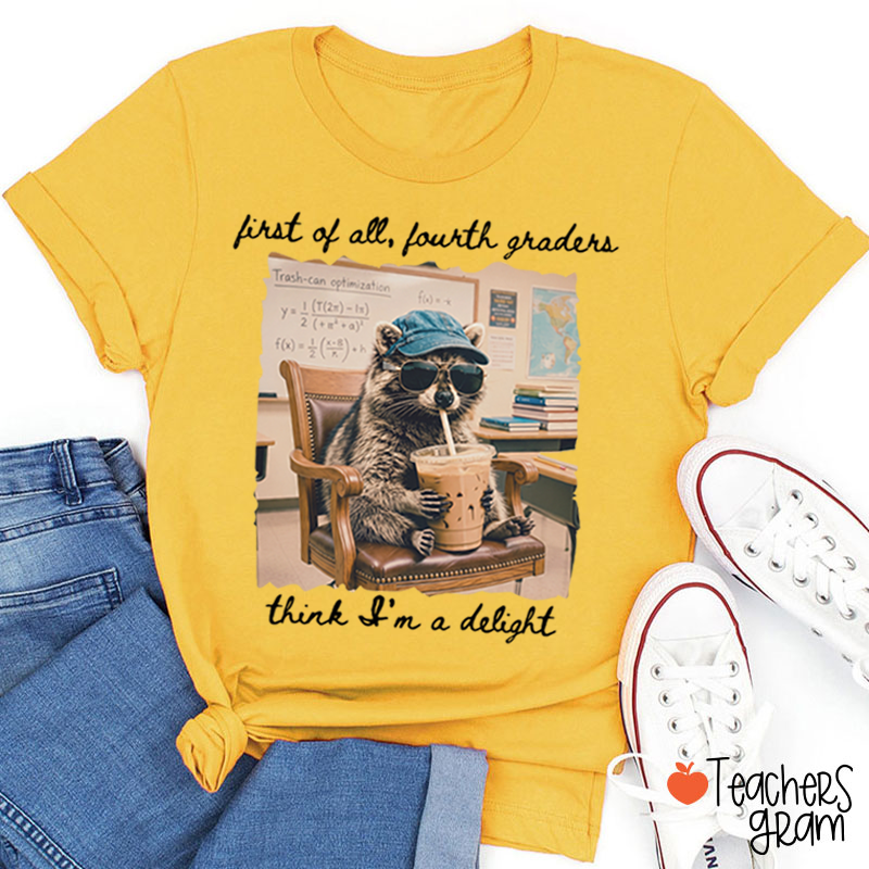 Personalized Grade Funny Coffee Raccoon Meme Teacher T-Shirt