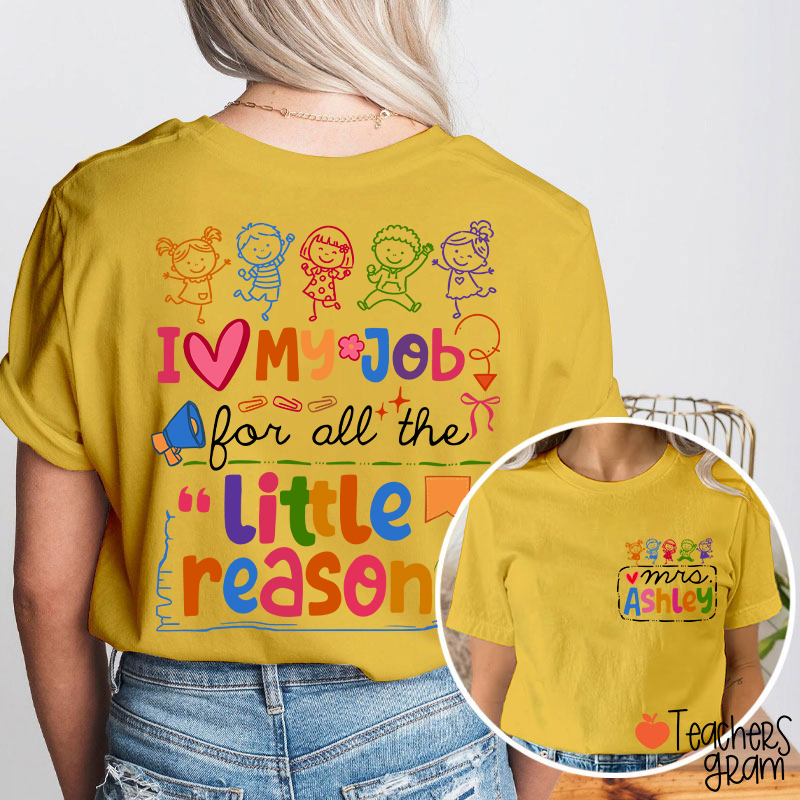 Personalized Name Colorful Quote Front And Back Print Teacher Two Sided T-Shirt