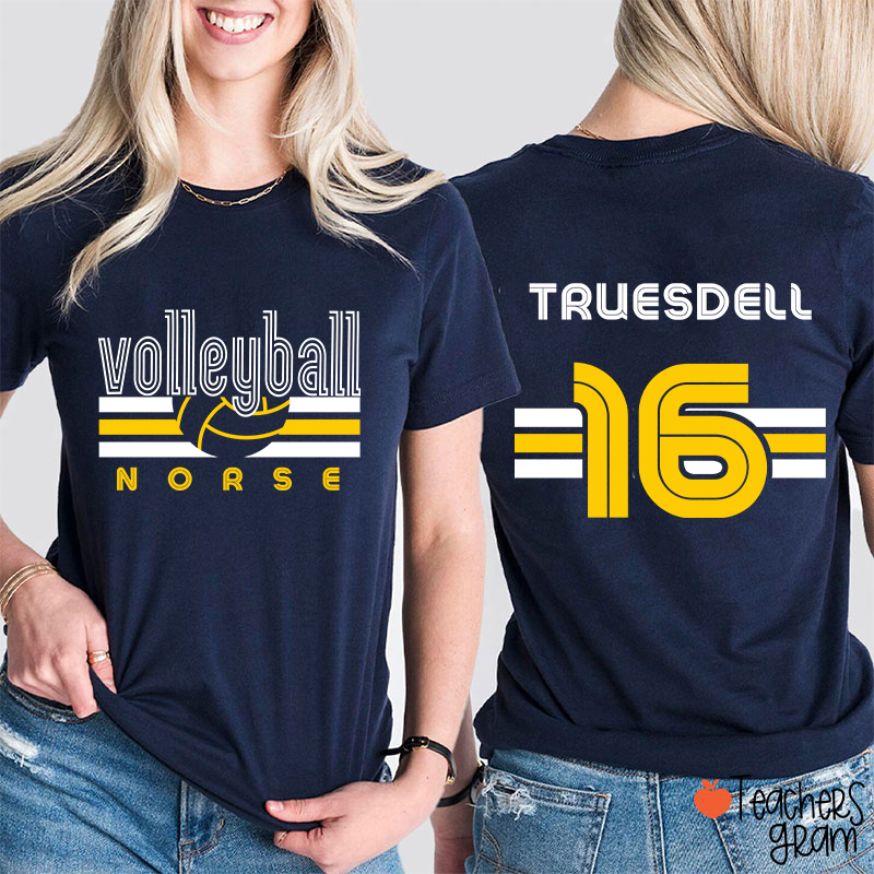 Personalized Mascot Name And Number Sport Teacher Two Sided T-Shirt