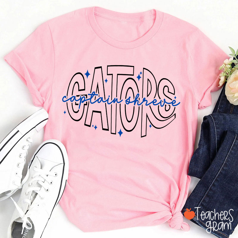 Personalized Mascot And School Name Star Line Teacher T-Shirt