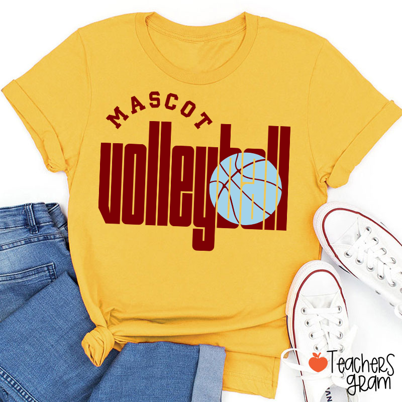 Personalized Mascot Volleyball Retro Game Day Teacher T-Shirt