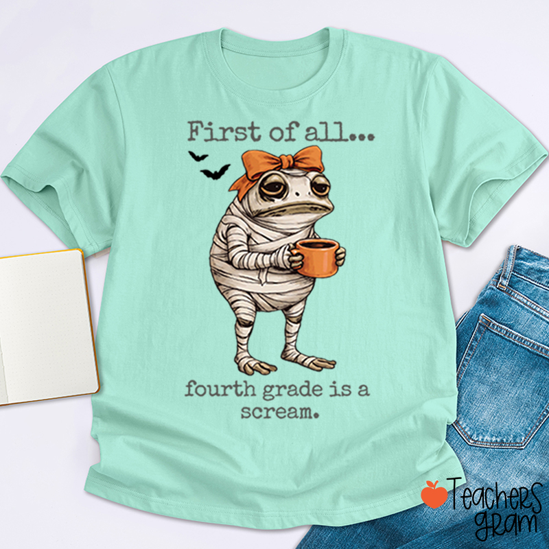 Personalized Grade Funny Frog Monster Character Bat Teacher T‑Shirt