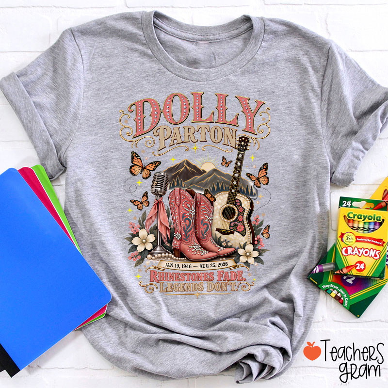 Dolly Parton Western Cowboy Boots Floral Teacher T‑Shirt