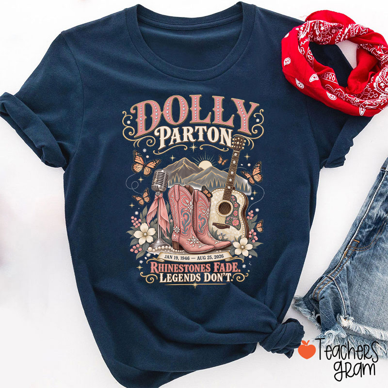Dolly Parton Western Cowboy Boots Floral Teacher T‑Shirt